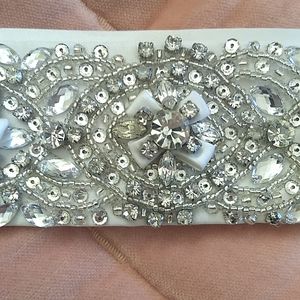 Beaded Wedding Sash--Ivory